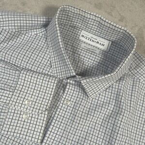 Mizzen+Main Leeward Performance Stretch Dress Shirt Men 2XL Trim Fit White Check